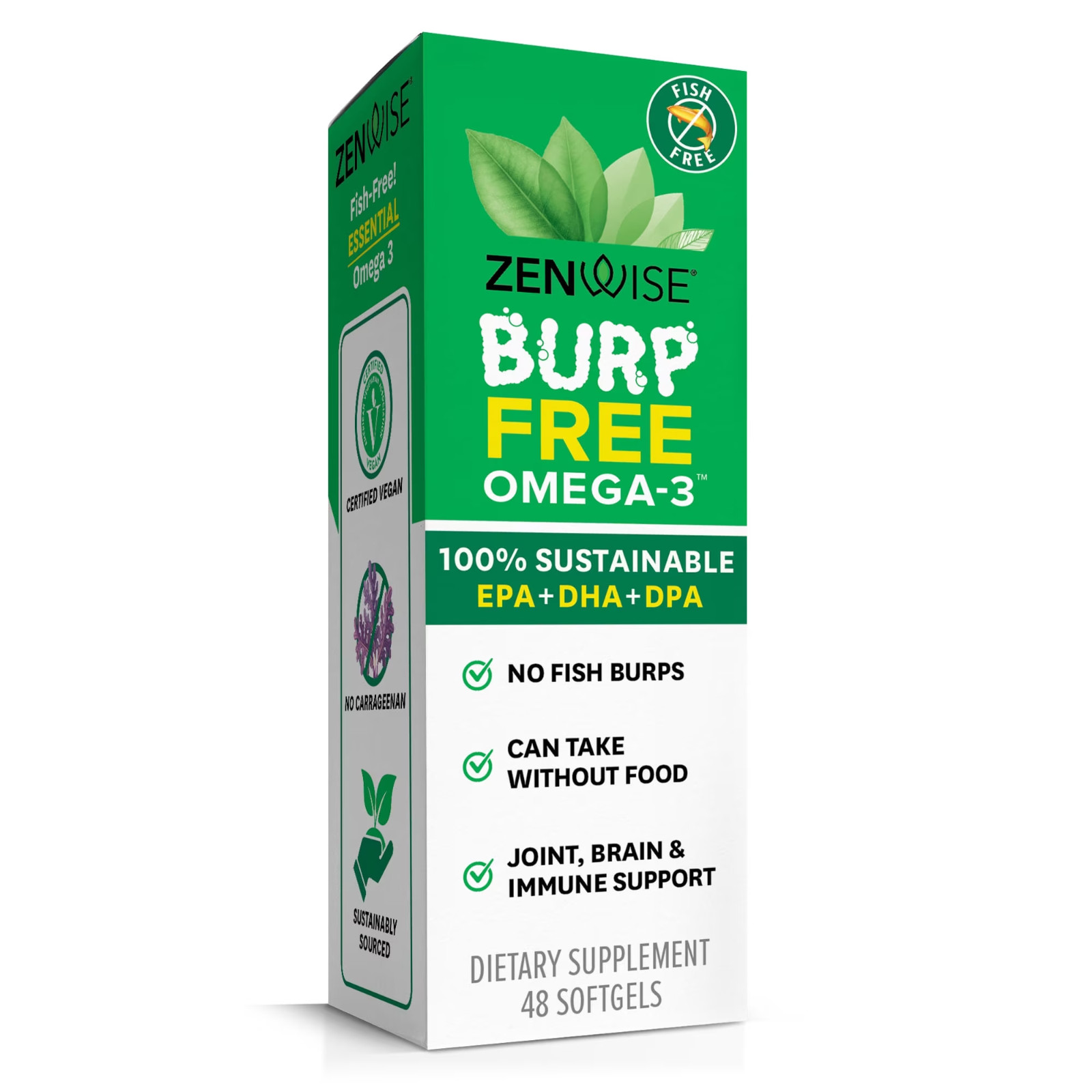 Zenwise Burp Free Omega-3 dietary supplement 48 softgels
