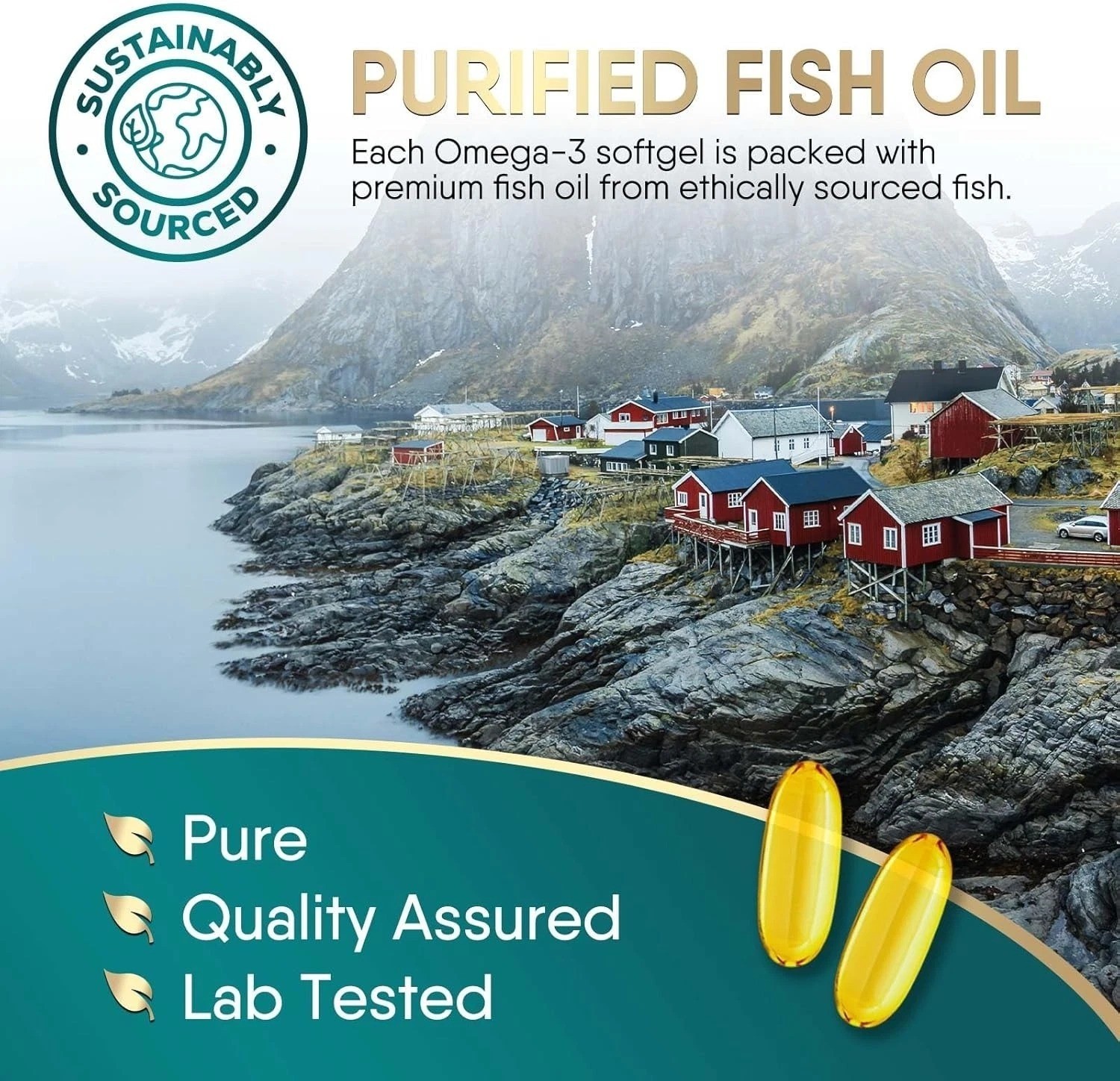 Triple Strength Omega 3 Fish Oil Supplement 2400 mg – EPA & DHA Fish Oil Omega 3
