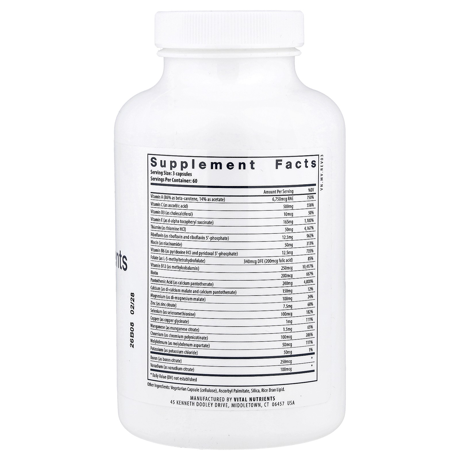 Multi-Nutrients (Without Iron & Iodine), 180 Vegetarian Capsules