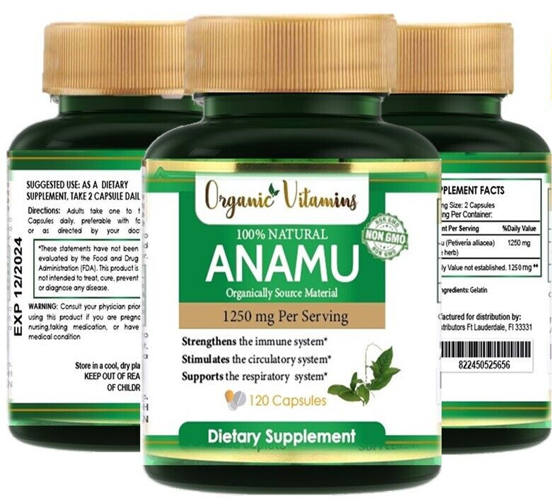 5 X 120 = 600 capsules ANAMU 1250 mg CIRCULATORY SYSTEM LOW SUGAR CONTROL