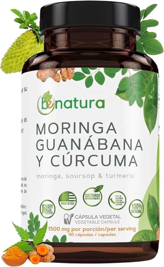Moringa, Guanabana y Cúrcuma (Moringa, Guanábana y Cúrcuma) 90 cápsulas 1500 mg