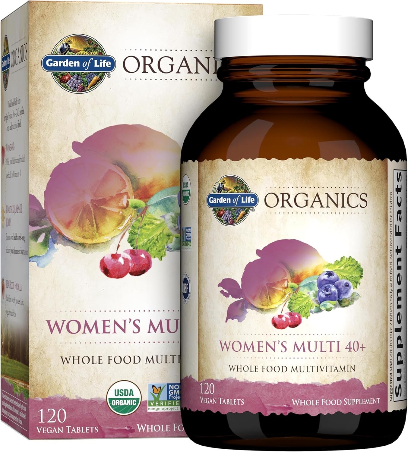 Organic Multivitamin for Women 40+ – 120 Caplets for Daily Vitality