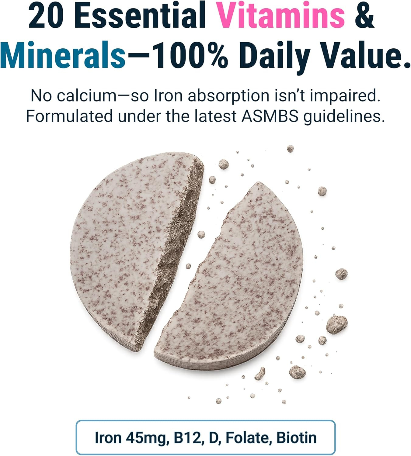 Multivitamin ONE 1 per Day! Bariatric Multivitamin Chewable with 45 Mg of Iron |