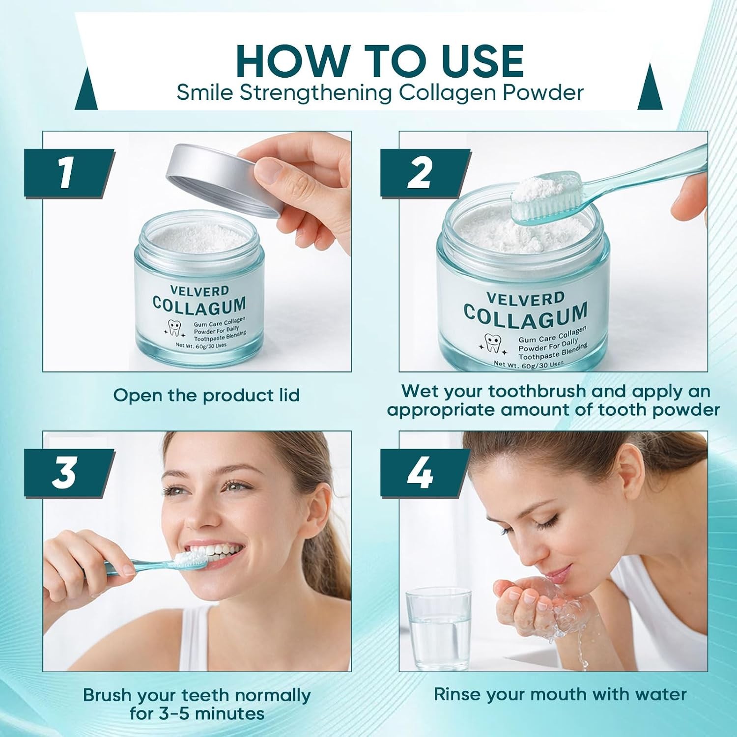 Velverdo Collagen Powder, Collagum Collagen Powder for Gums, Hydroxyapatite Toot