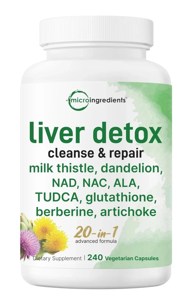 Detox,240 Liver Advanced Capsules-20-in-1 Veggie Complex Liver Cleanse & Repair!
