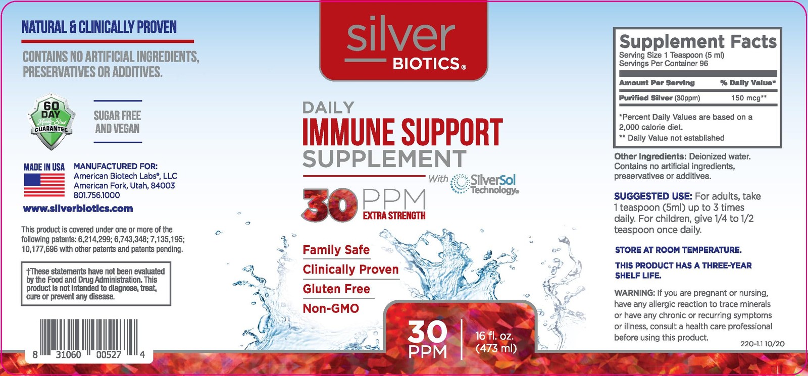 Silver Biotics 30 PPM Extra Strength Daily Immune Support Supplement with Pat…