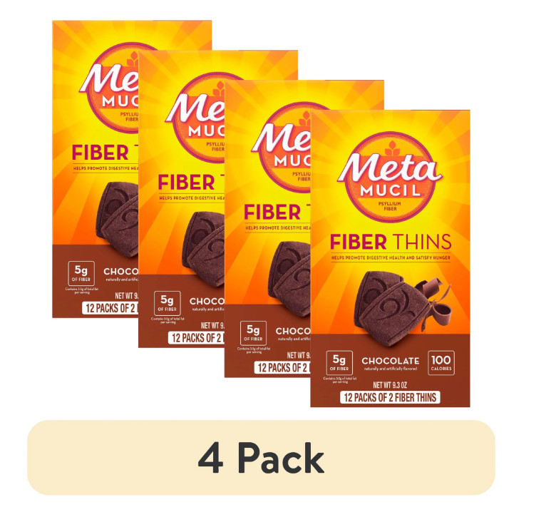Metamucil Fiber Thins Chocolate Psyllium Husk Snack 4 Pack 24 Ct