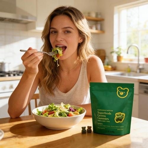 Multivitamin Gruns Vegetable Bears Gummies, Superfood Greens Blends Gummy 120g