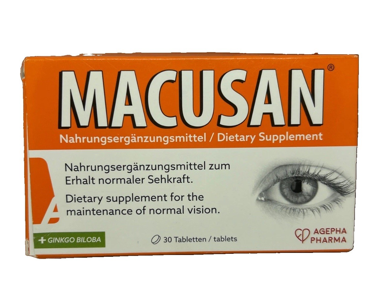 Macusan Vision Performance Dry Eye Treatment Supplement Ginkgo Biloba 30 Tabs