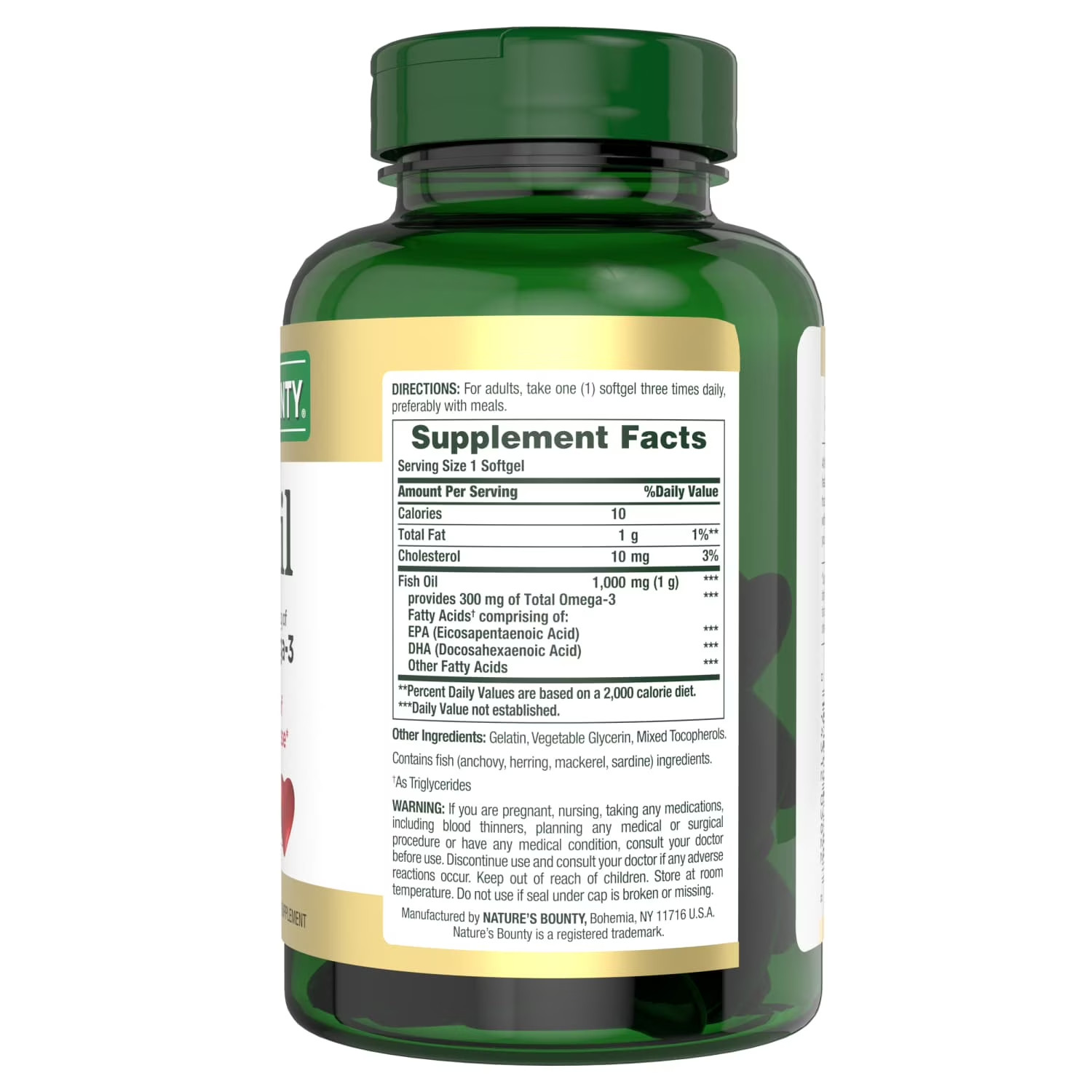 Nature’s Bounty Fish Oil With Omega 3 Softgels, 1000 Mg, 145 Ct