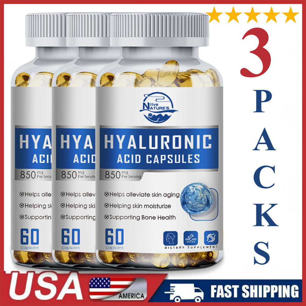 3 Pack Hyaluronic Acid Capsules – for Joint Health and Skin Hydration Anti-Aging