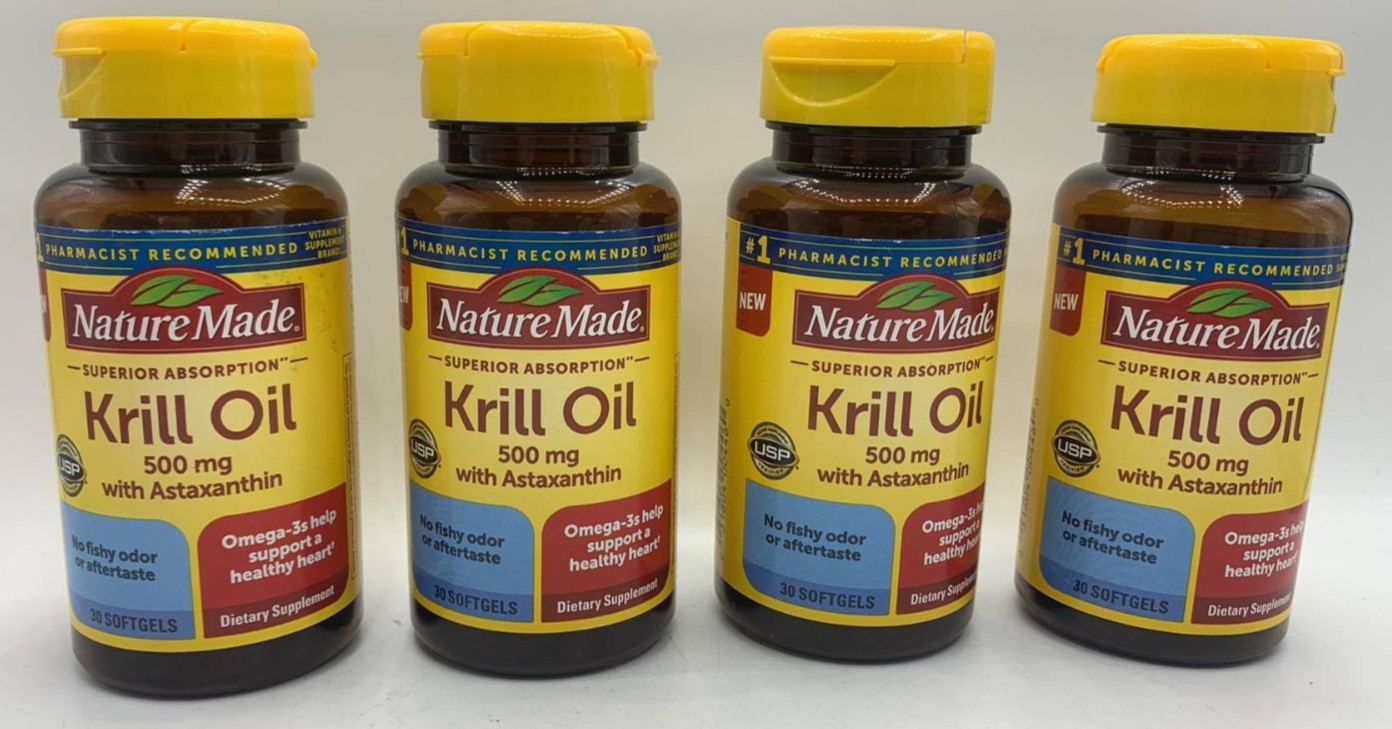 4PK Nature Made Krill Oil ~ 30 Softgels Each ~ EXP 5/26 ~ FAST SHIPPING
