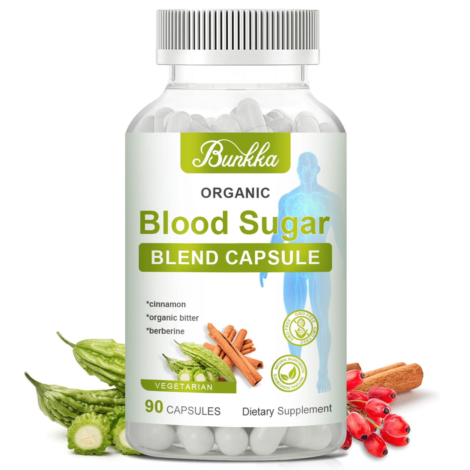 2 Packs Blood Sugar Support Supplement 800mg Berberine Cinnamon Complex 180 Caps