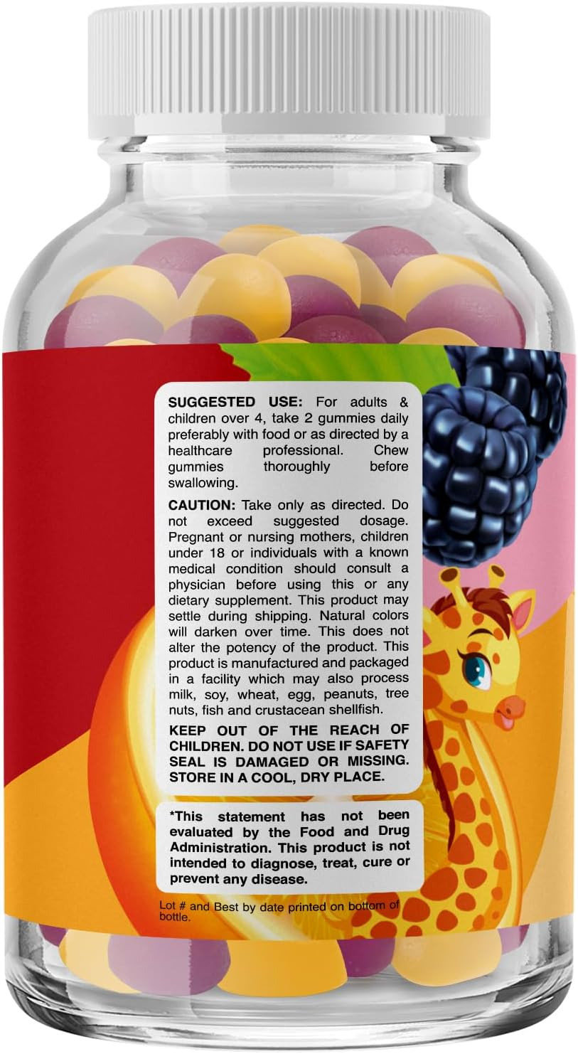 Kids Prebiotic Fiber Gummies Digestive Support Vegan 60 Count