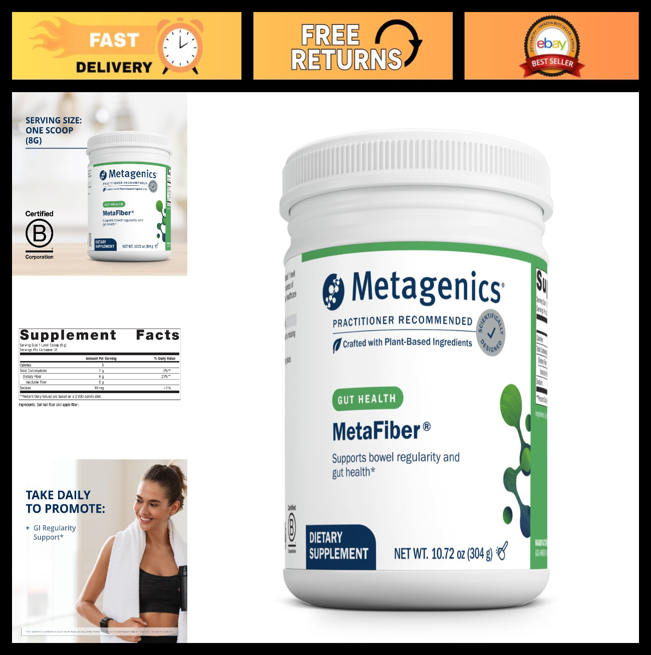 Dietary Fiber Blend Powder 10.72 oz | 6g Fiber for GI Regularity & Constipation