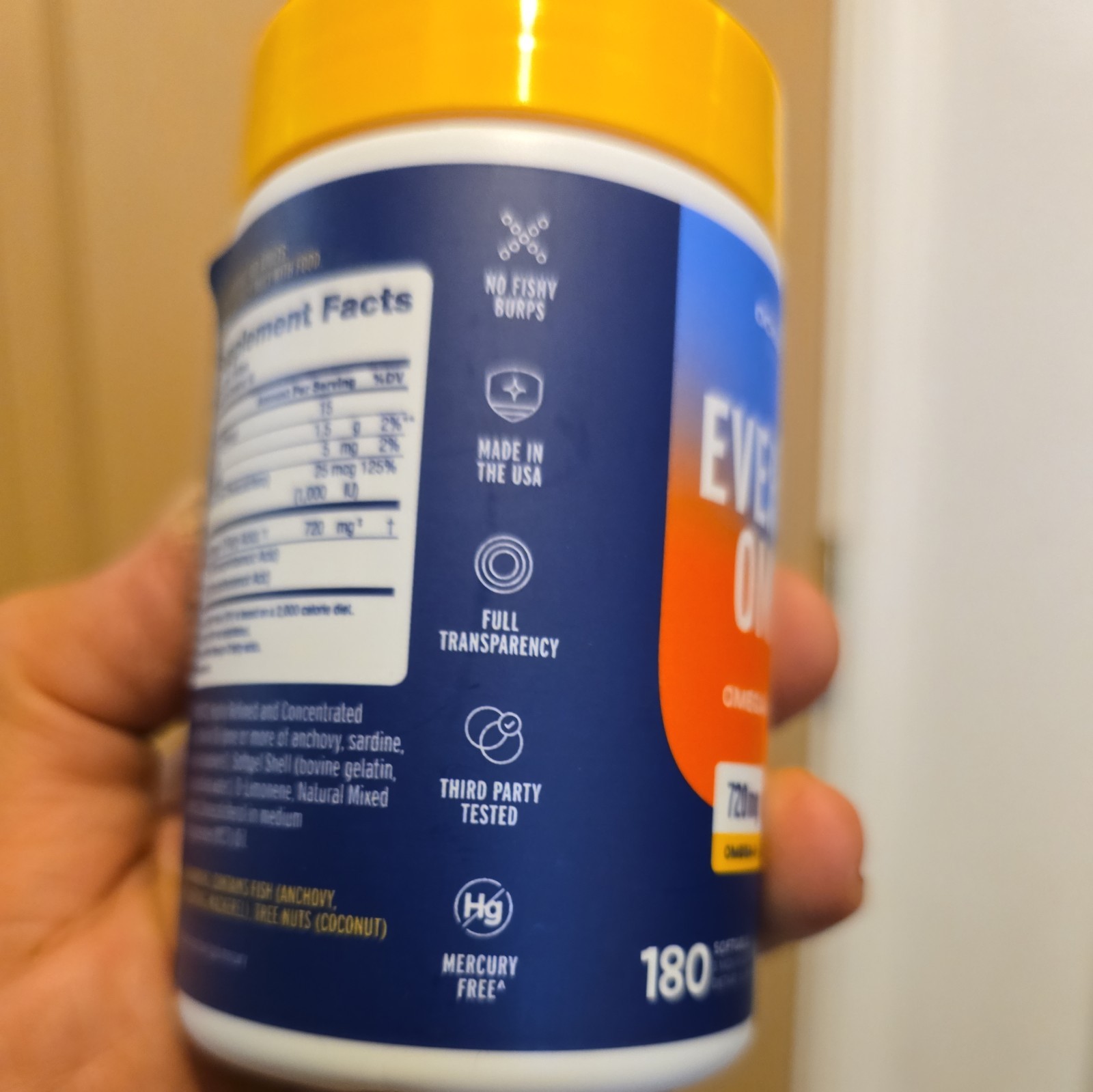 OceanBlue Omega 3 Minis Fish Oil with Vitamin D3 Burpless 180 Ct