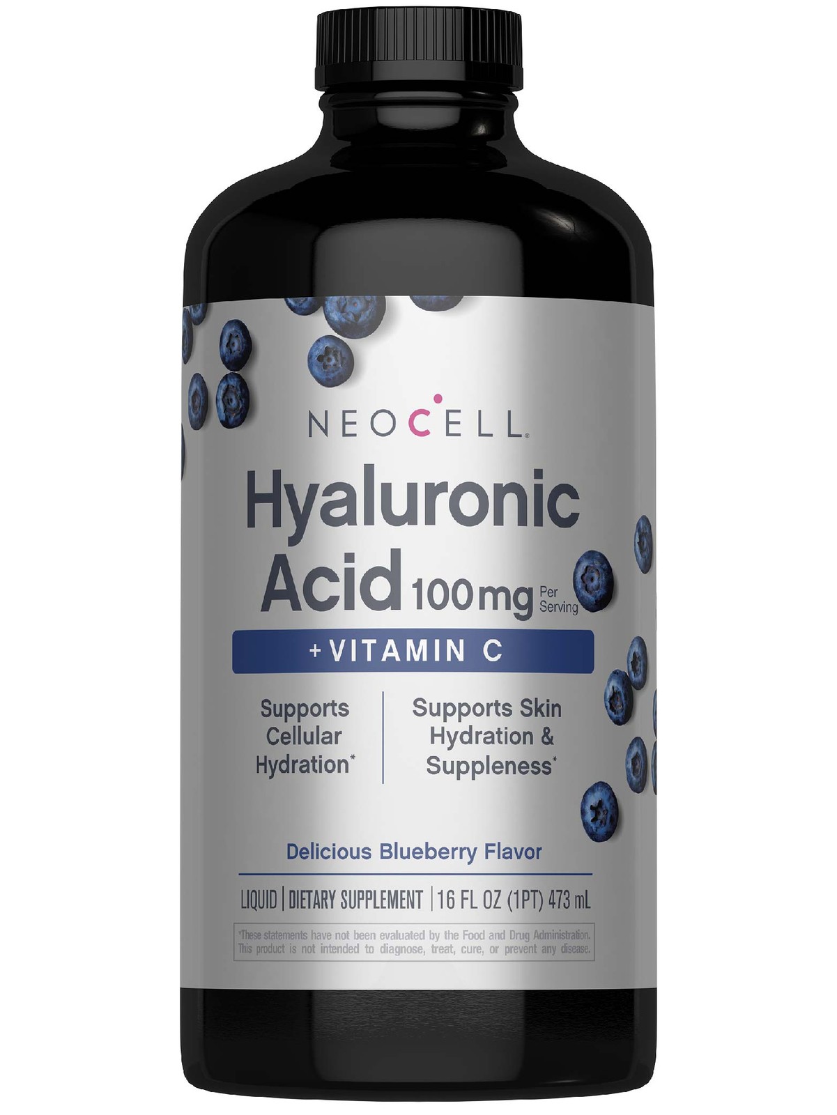 Hyaluronic Acid Liquid | 16 Fl Oz | Vitamin C | Blueberry Flavor | by NeoCell