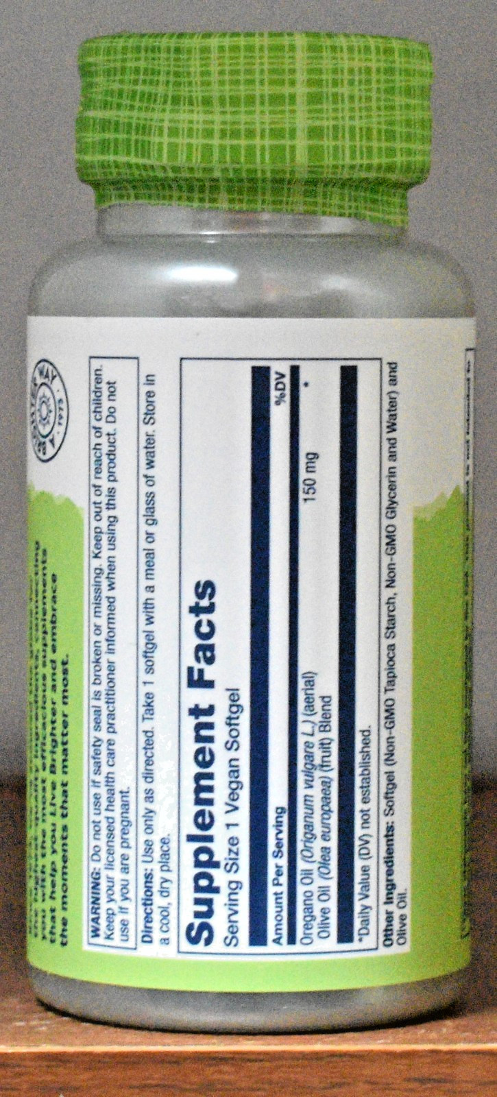 Solaray Oil of Oregano 150 mg 60 Softgels True Herbs 150mg 60 Softgel