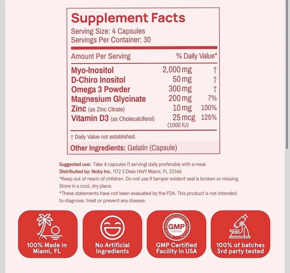 Peach Perfect Inositol Multivitamin, 120 Capsules-+