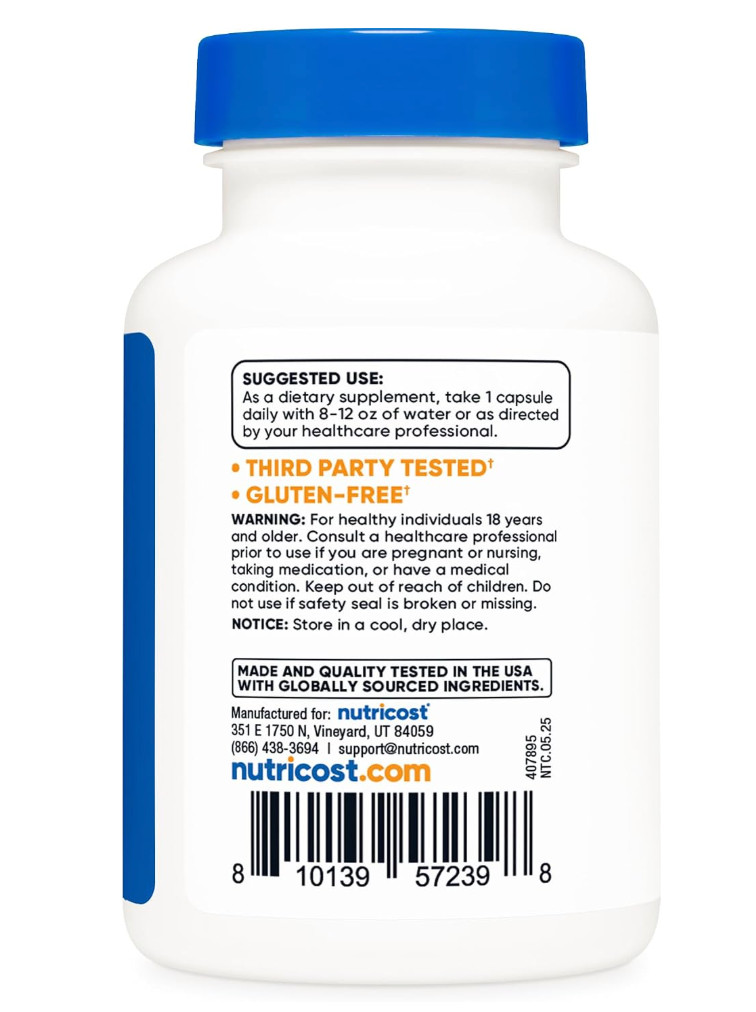 Nutricost Copper Glycinate 3mg 120 Vegan Capsules EXP 12/28