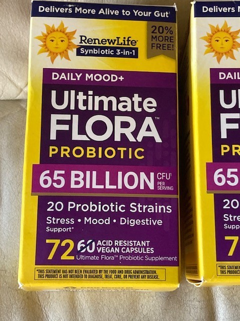 2 NEW Renew Life Ultimate Flora Daily Mood+ Probiotic 65 Billion 72 capsules x 2