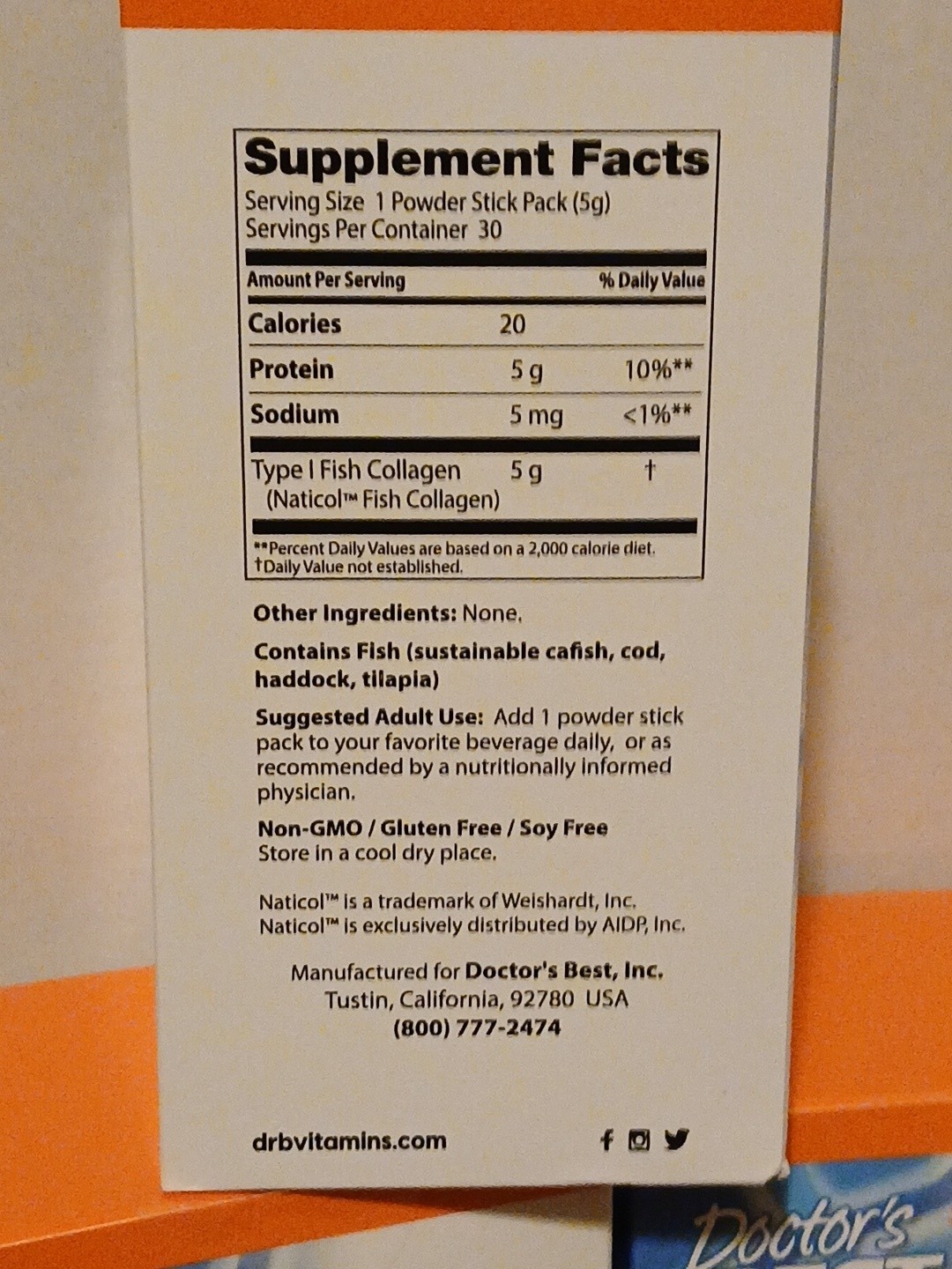 THREE Doctor’s Best Fish Collagen + Naticol 30 Powder Sticks Each Pack