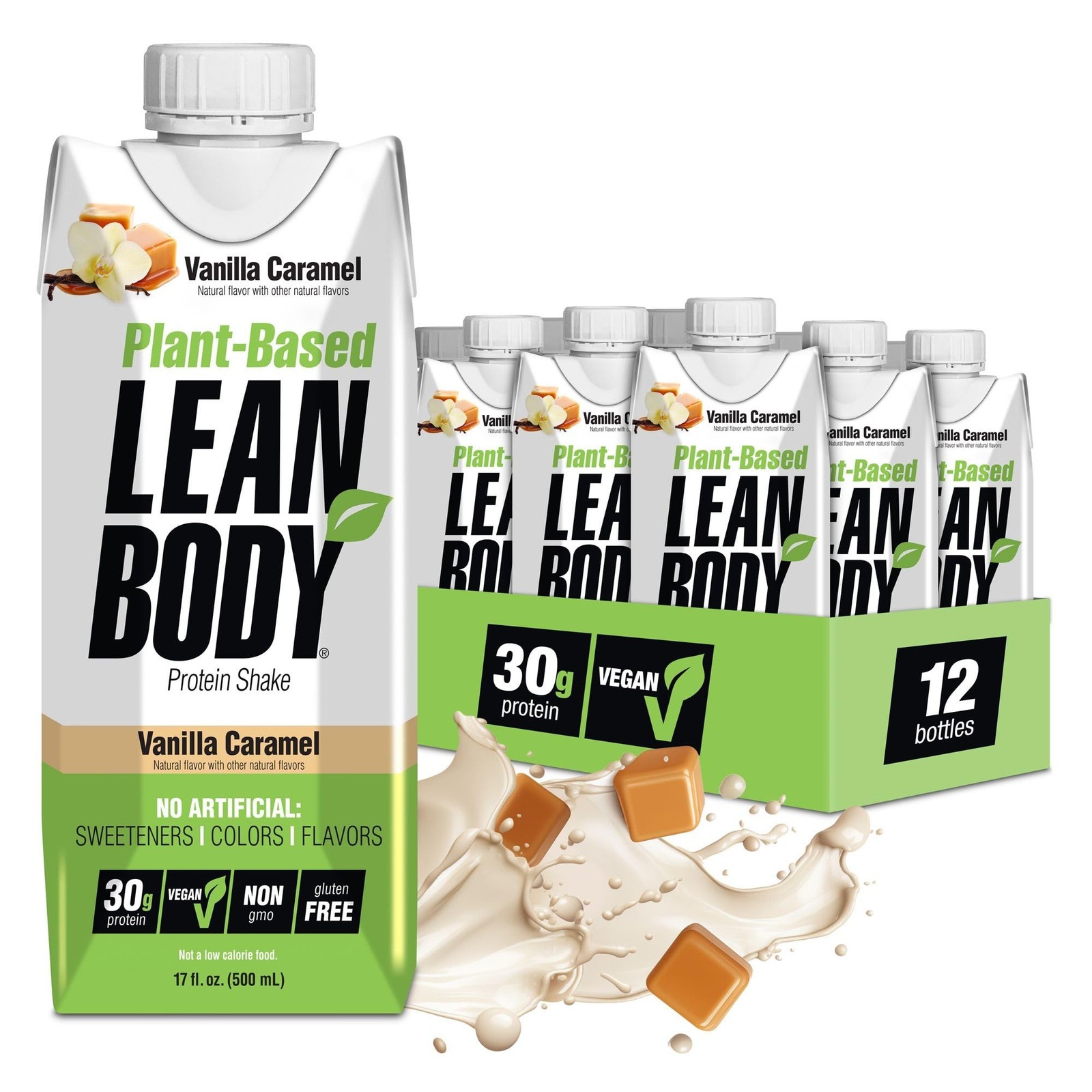 Lean Body Ready-to-Drink, Plant-Based Vegan Vanilla Caramel Protein Shake, 30…