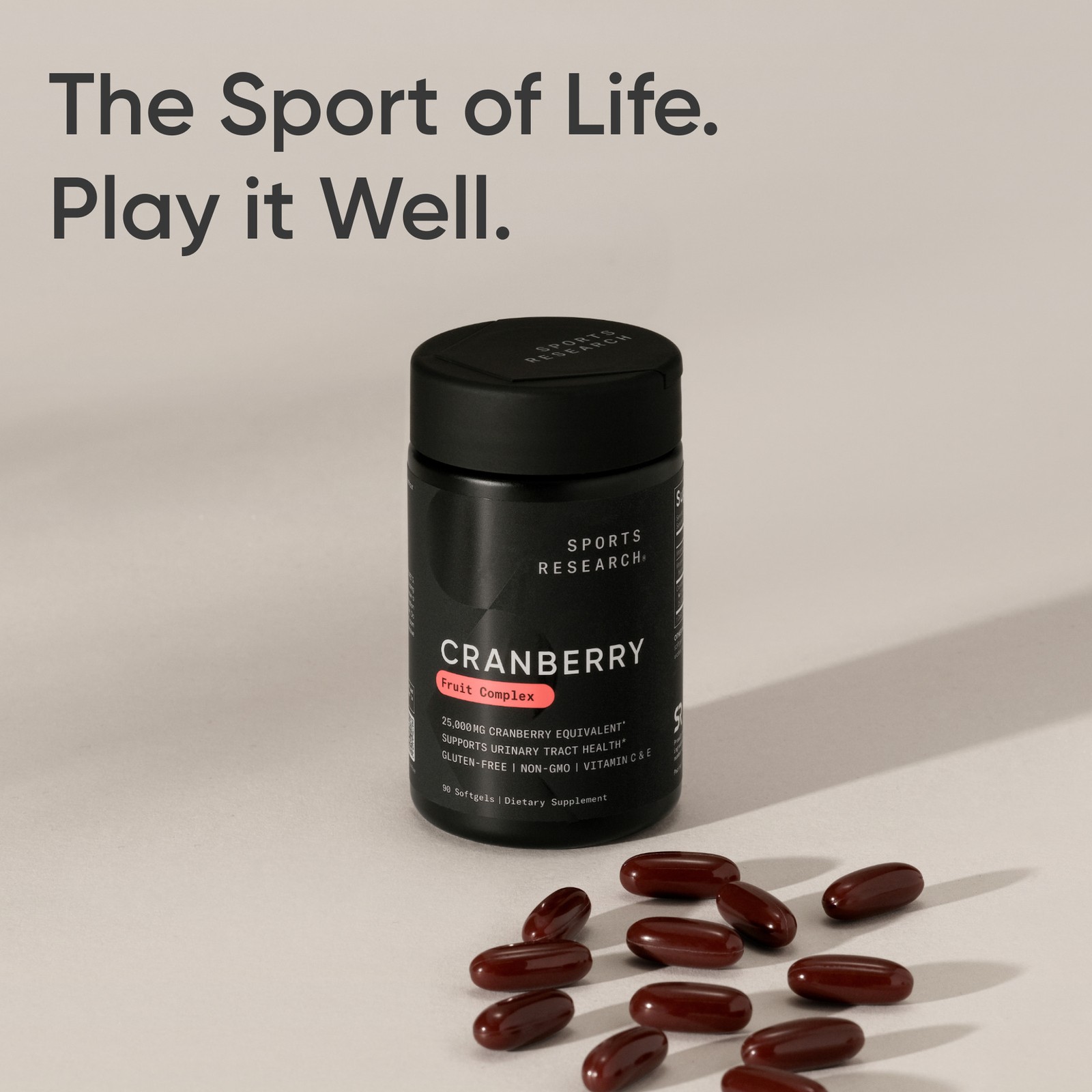 Cranberry Fruit Complex Supplement with Pacran & Vitamins C & E – 90 Softgels