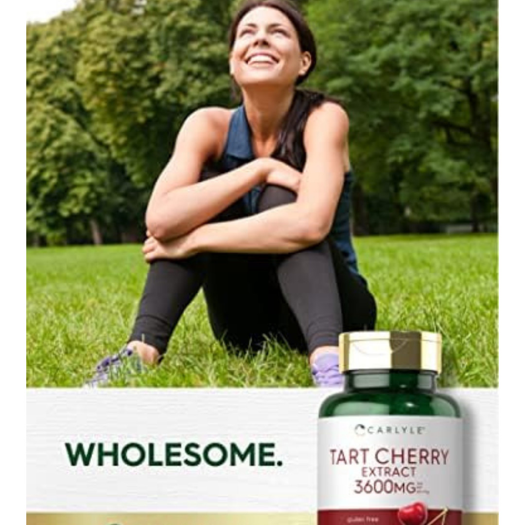 Tart Cherry Capsules 3600mg | 200 Pills | Max Potency Extract | Non-GMO Gluten