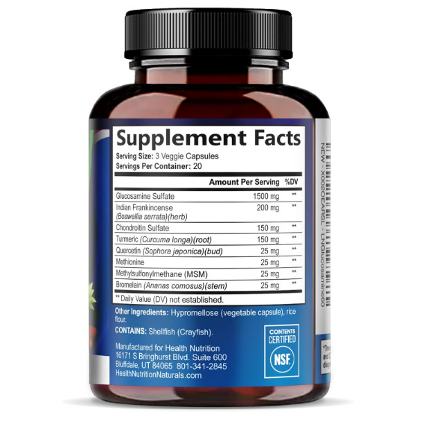 Joint Support Supplement with Turmeric and Boswellia –For Cartilage and Mobility