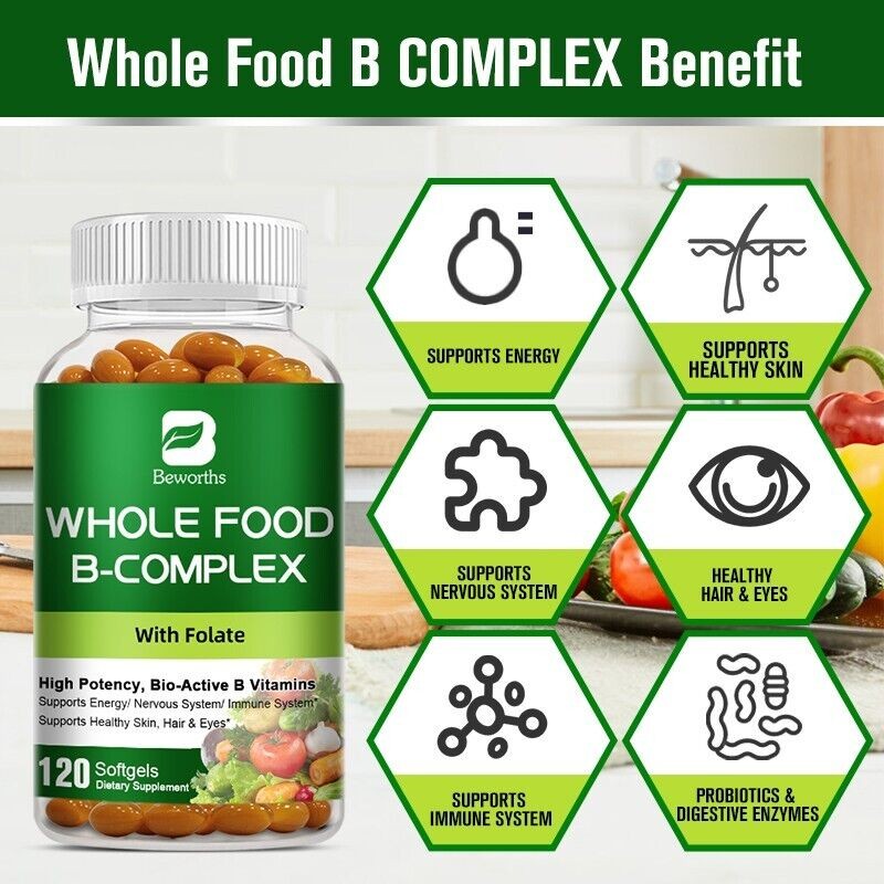Vitamin B Complex 120 Capsules ,&Vitamin C B2,,B6,B12, Immune Support Pills
