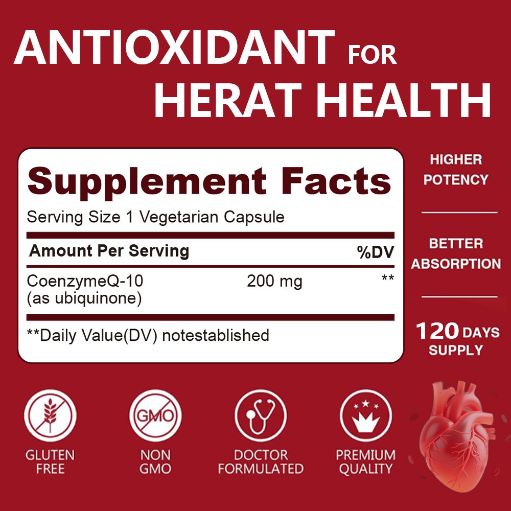 Amer Don CoQ 10 CoEnzyme Q-10 200mg Support Heart Health,High Potency