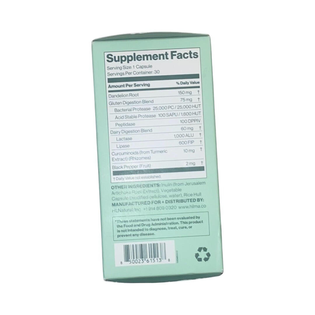 Hilma Dairy + Gluten Digestive Aid, 30 Capsules – EXP: 01/2025