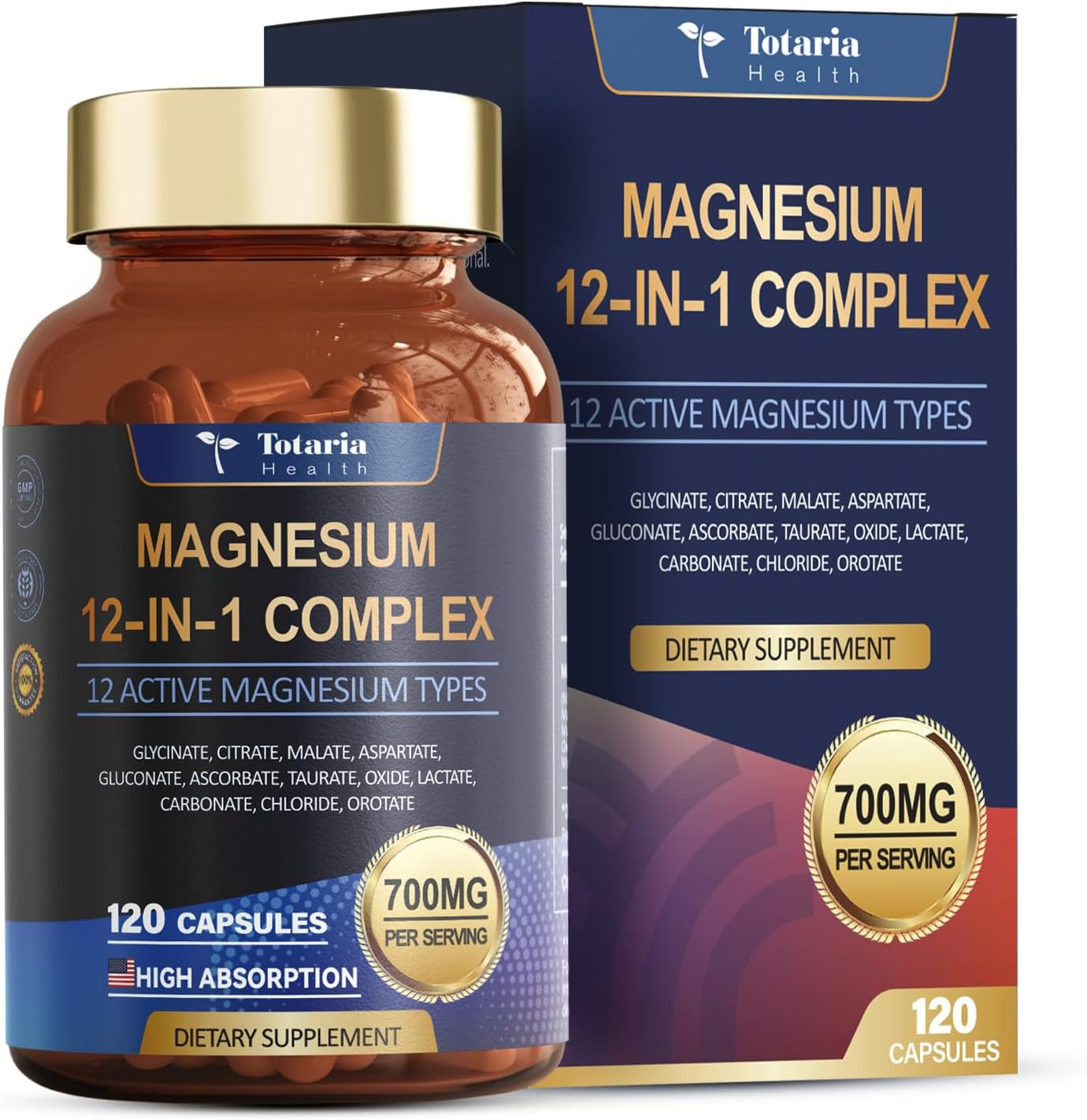 12-in-1 Magnesium Complex 700mg Glycinate Citrate Sleep Muscle Wellness Support