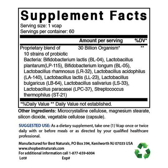 Best Naturals Probiotic 10 30 Billion 60 Vcaps
