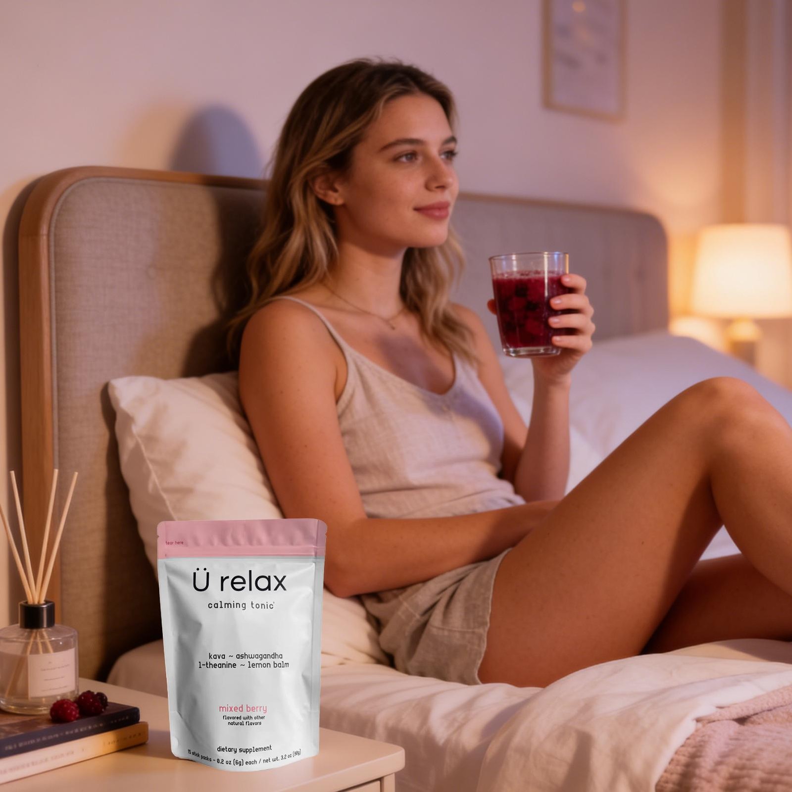 U Relax Calming Tonic- 15 Packets MIXED BERRY Flavor Relax Calming Drink