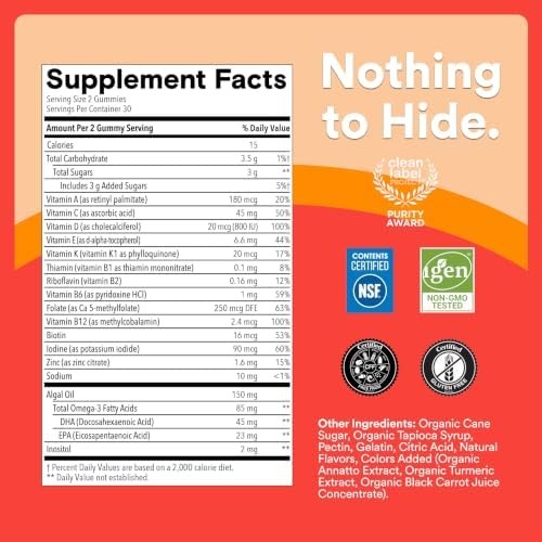 SmartyPants Kids Multivitamin Gummies with Omega 3 DHA/EPA, Vitamins D3, C,