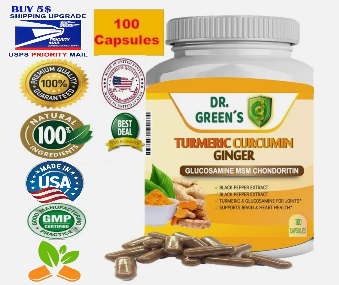 Glucosamine with Chondroitin Turmeric MSM Triple Strength black pepper ginger