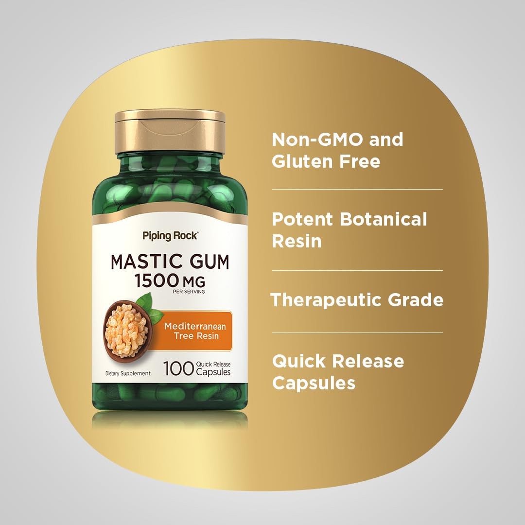 Mastic Gum Capsules 1500mg | 100 Count | Mediterranean Tree Resin | Non-GMO, …