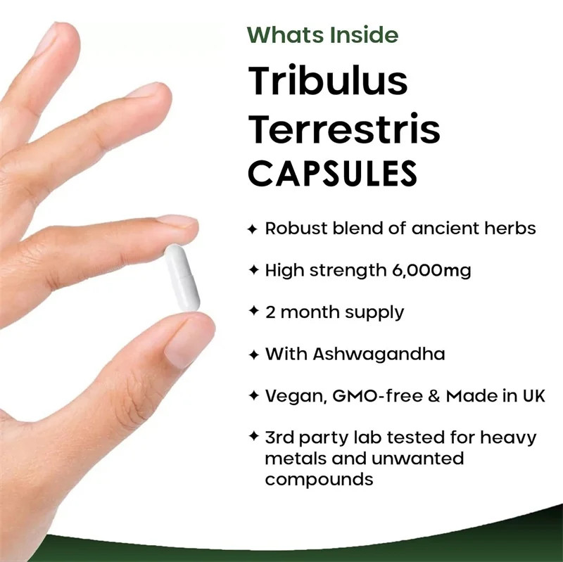 Tribulus Terrestris 120pcs,Improves Mood,Enhances Endurance,Athletic Performance