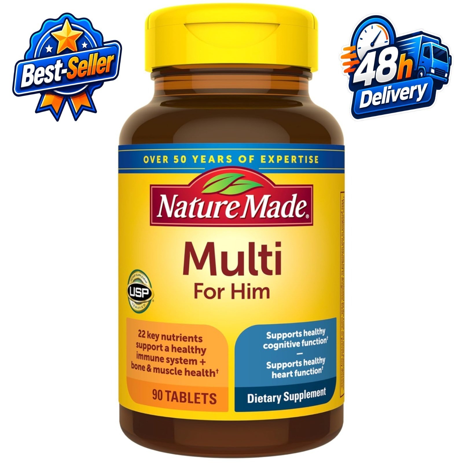 Nature Made Multivitamin for Him, Daily Nutritional Support, 90 Tablets