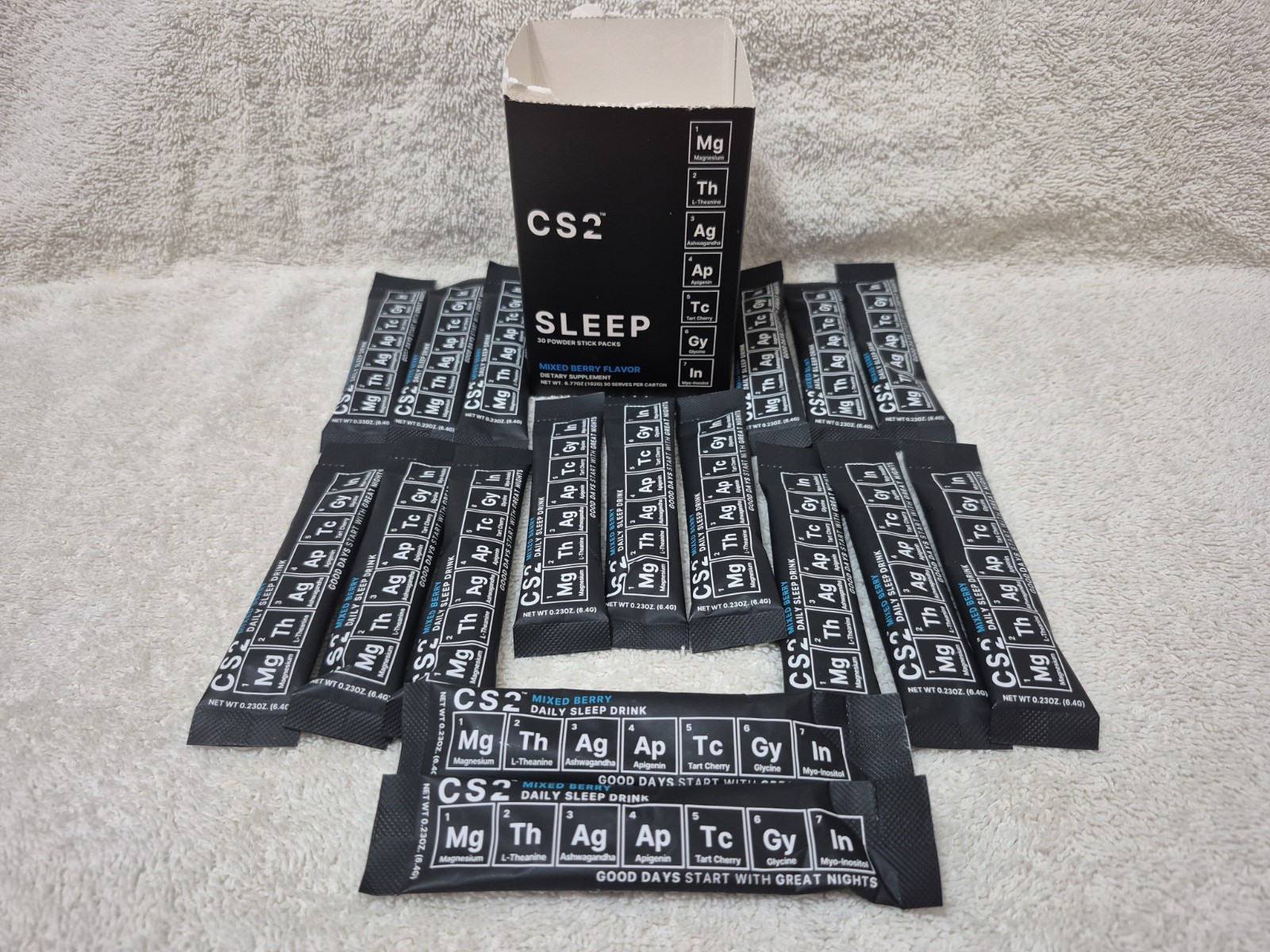 Lot of 4 CS2 Sleep Drink Mix 119 Powder Stick Packs Mixed Berry Exp 04/2028