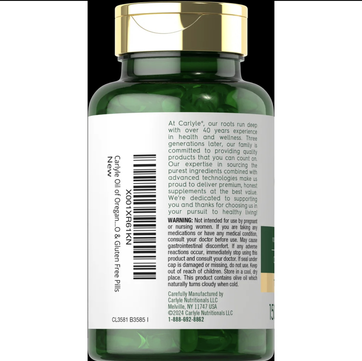 Carlyle 400mg Oregano Oil Softgels | 150 Count, with Carvacrol, Non-GMO Gluten F