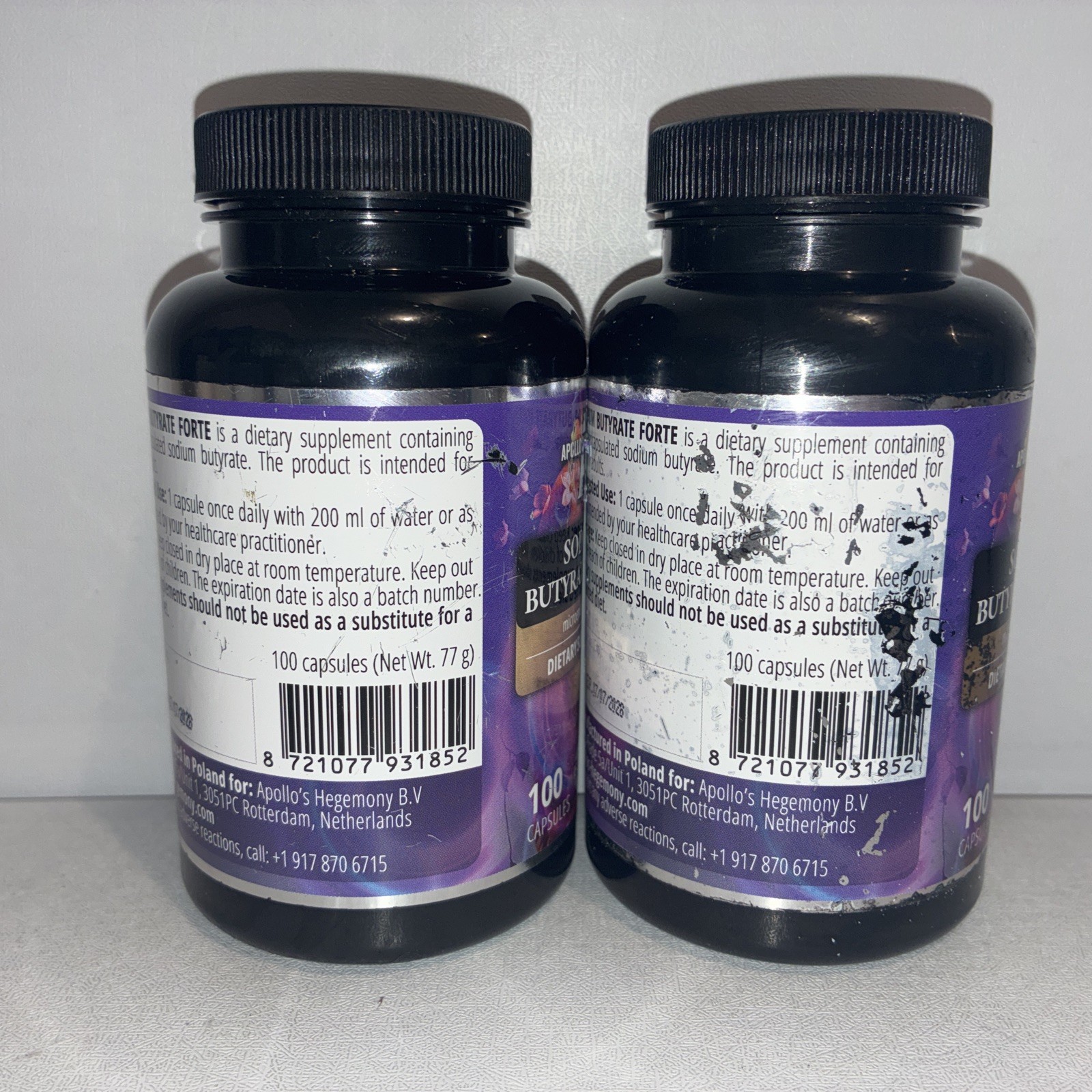 Lot Of 2- Sodium Butyrate Forte 400mg – 100 Vegan Caps Each/ Exp 07/2028/damaged