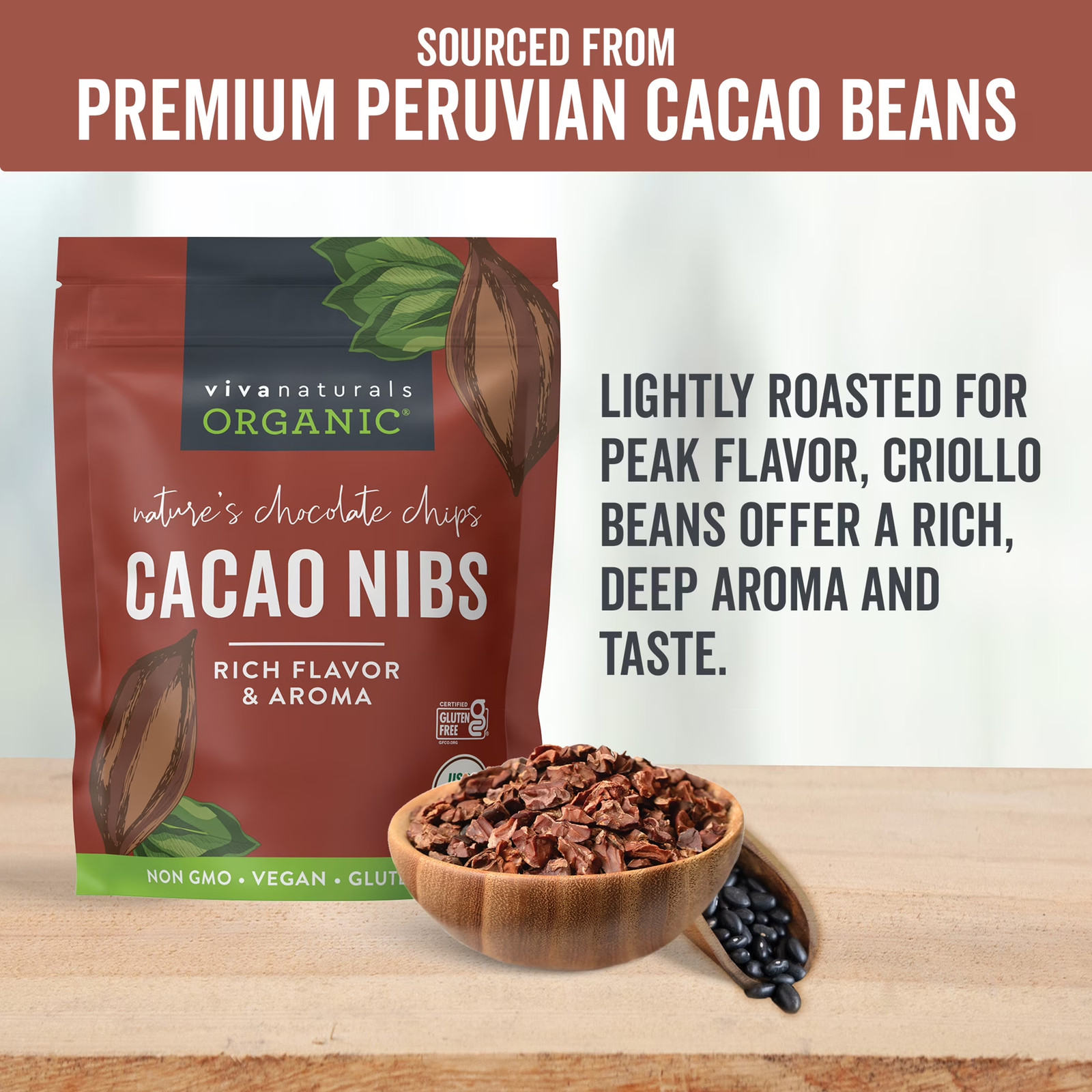Organic Cacao Nibs 2 Lb (907 G), Keto Friendly, Vegan, Unsweetened