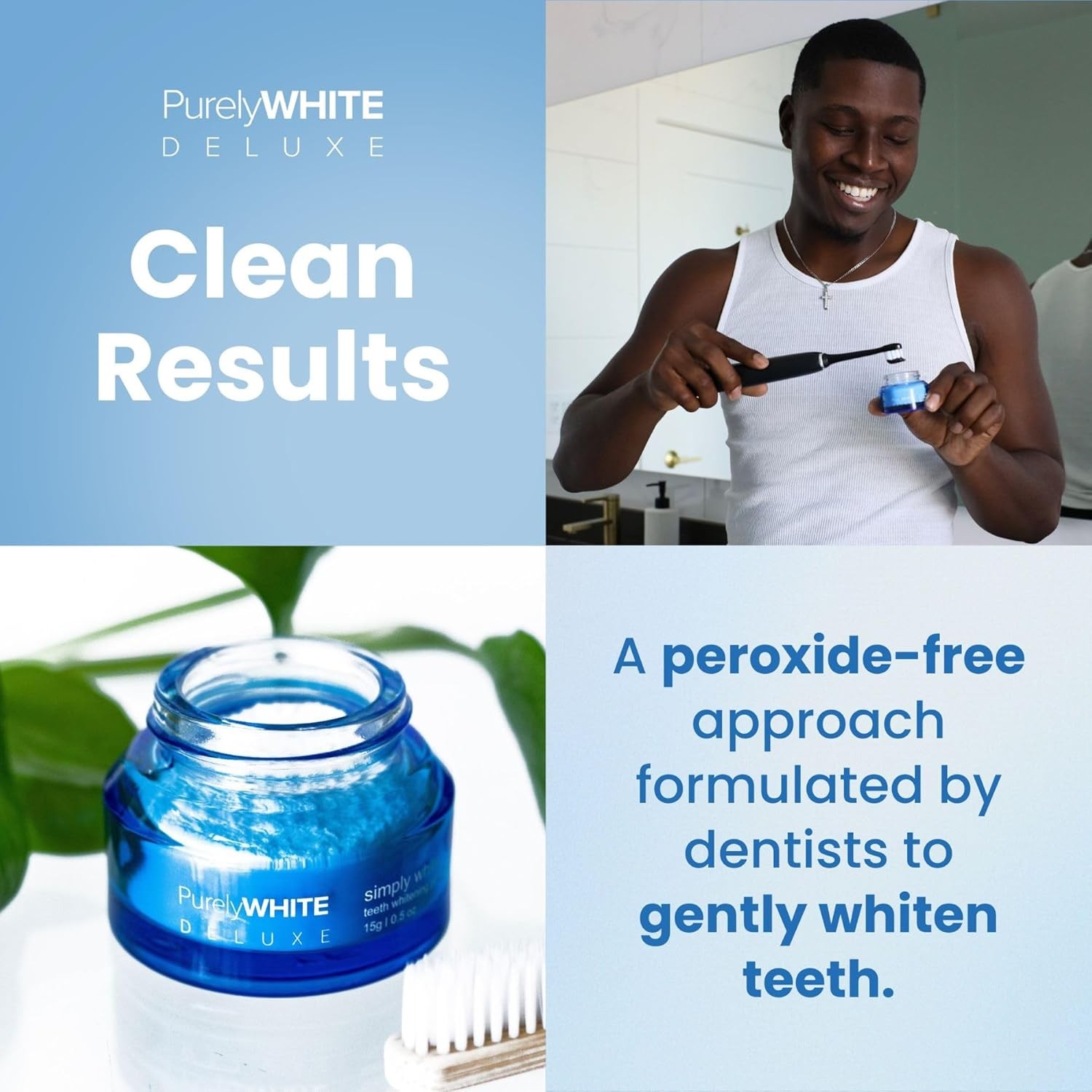PurelyWHITE DELUXE, Whitening Powder – Removes Stains, No Sensitivity – Enamel-S