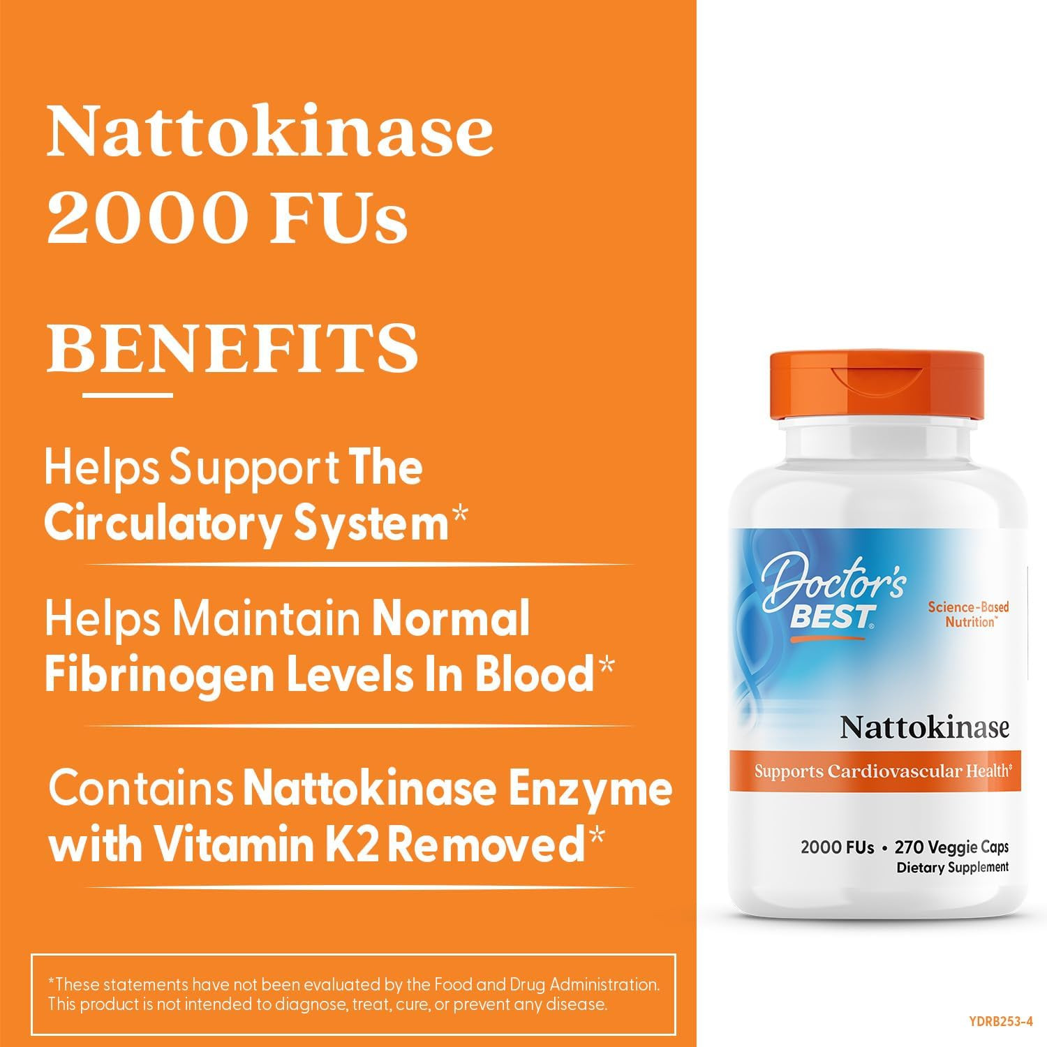 Nattokinase, Non-Gmo, Vegan, Gluten Free, 270 Veggie Caps