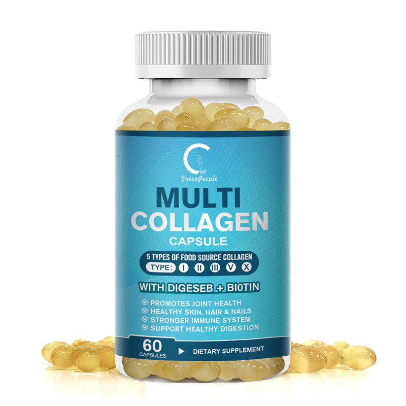 60/120Pcs Multi Collagen Peptides-Type I,II,III,V,X Anti-Aging Collagen Pills