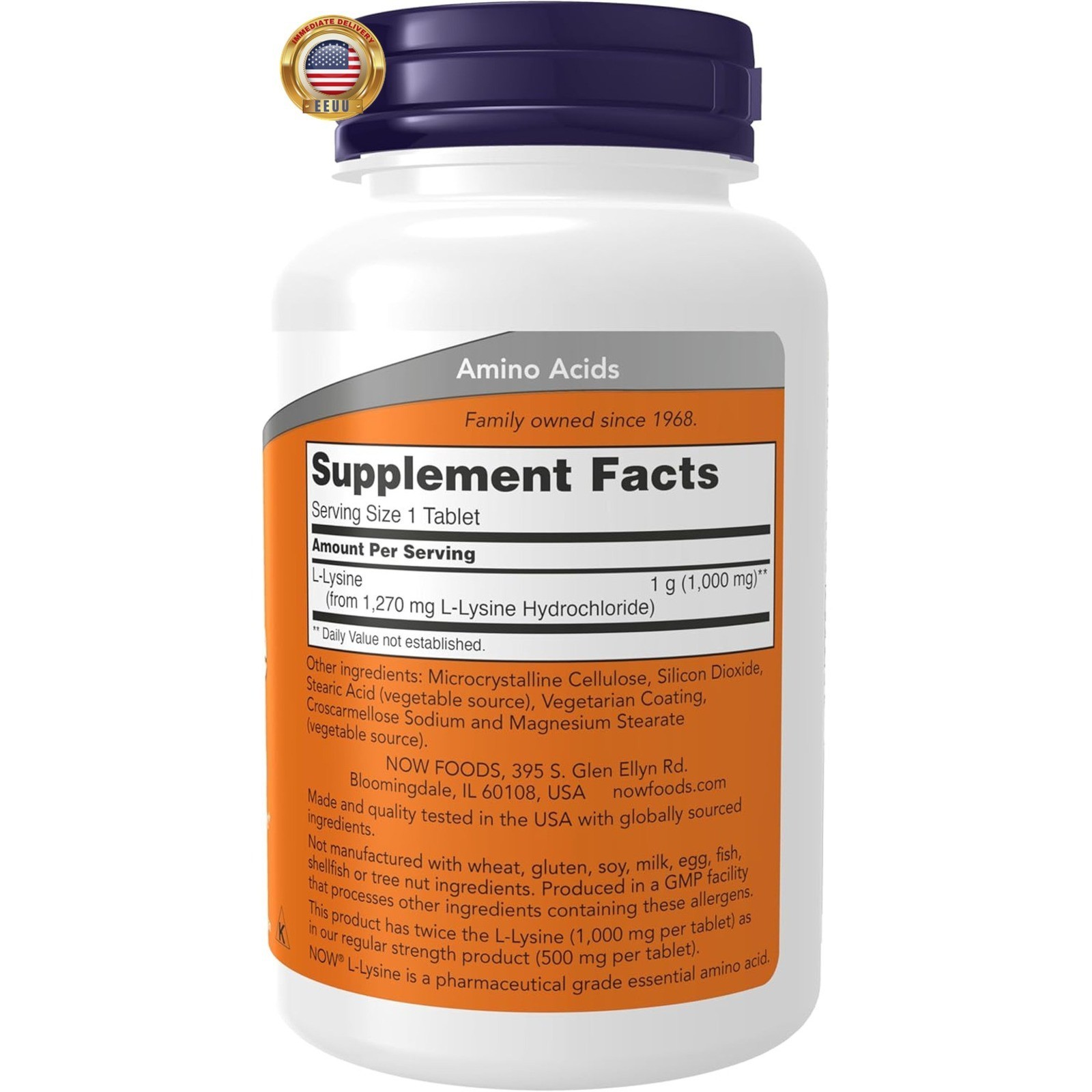 Supplements, (L-Lysine Hydrochloride) 1,000 Mg, Double Strength, Amino Acid, 100