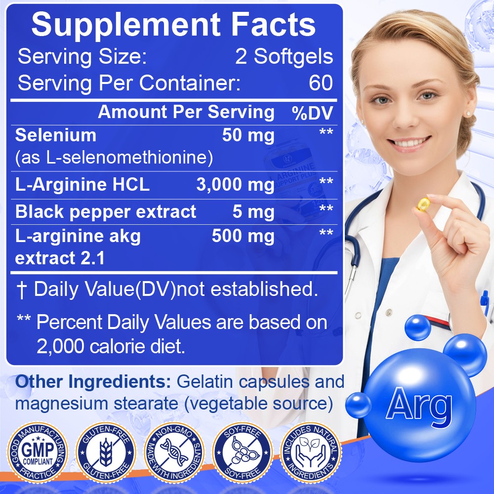 L-Arginine 3000mg Muscle Strength, Pump Testosterone Boost Men’s Health US-